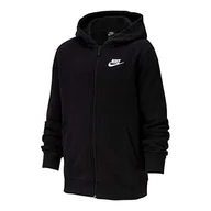 Bluzy dla chłopców - Nike Chłopięca bluza B NSW Hoodie Fz Club, czarny/biały, 8 Lat - miniaturka - grafika 1