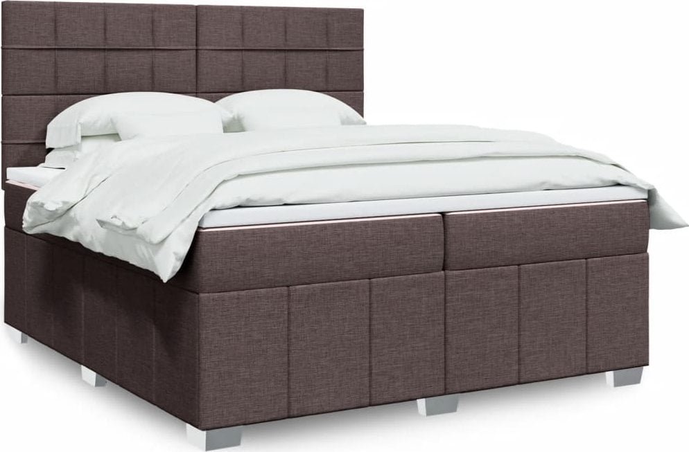 vidaXL vidaXL Łóżko kontynentalne z materacem, brązowe, tkanina, 200x200 cm