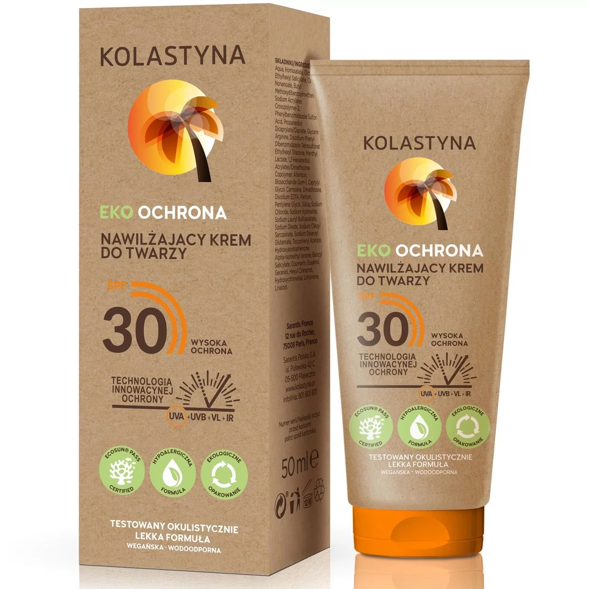 Kolastyna KOLASTYNA - EKO OCHRONA - Nawilżający krem do twarzy - SPF30 - Wodoodporny - 50 ml