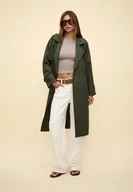 Płaszcze damskie - Stradivarius Długi trencz ze sztucznego zamszu L - miniaturka - grafika 1