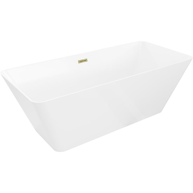 Mexen Velo Slim wanna wolnostojąca 170 x 75 cm, biała, przelew złoty - 52811707500-50