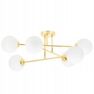 Lampa Wisząca Sufitowa Złota Biała Kula Loft - Lampy sufitowe - miniaturka - grafika 1