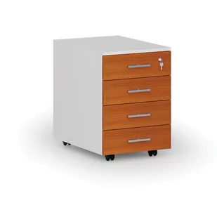 Kontener biurowy mobilny PRIMO WHITE, 4 szuflady, biały/wiśnia - Szafki biurowe - miniaturka - grafika 1