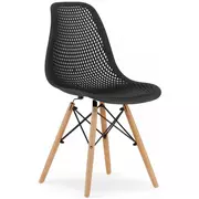 Krzesła - Zestaw czarnych ażurowych krzeseł do kuchni 4 szt Lokus - miniaturka - grafika 1