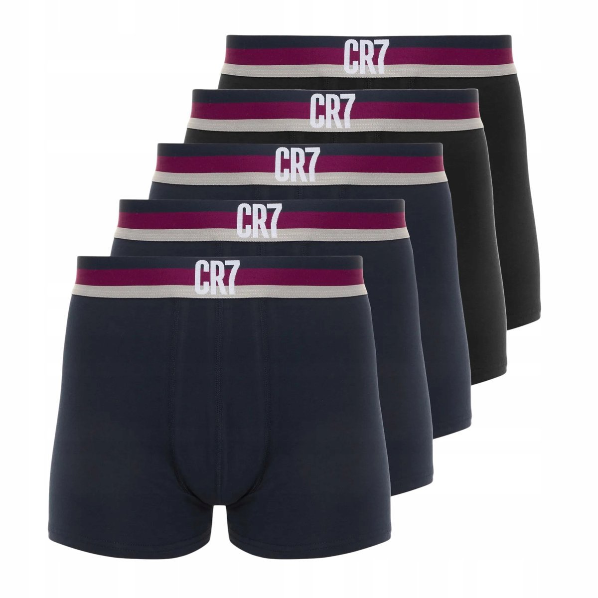 CR7 BOKSERKI MĘSKIE MAJTKI TRUNK 5 PAK GRANATOWE/CZARNE r.L