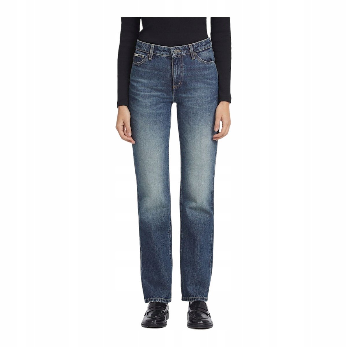 GUESS DAMSKIE SPODNIE JEANSOWE GJ G08 MID RISE STRAIGHT NIEBIESKIE r.31