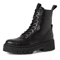 Botki damskie - Tamaris Damskie sztyblety Lace Boot Flat 1-25204-45, czarne, rozmiar 37 EU, czarny, 37 EU - miniaturka - grafika 1