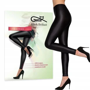 ﻿GATTA BLACK BRILLANT legginsy błyszczące kryjące WYSOKI STAN - XL/5 - Legginsy - miniaturka - grafika 1