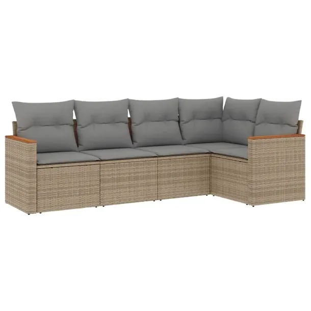 Zestaw mebli ogrodowych modułowych beżowy z rattanem PE, 62 x 62 x 69 cm