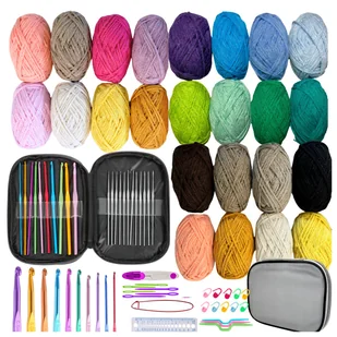 ZESTAW SZYDEŁEK W ETUI WŁÓCZKI BAWEŁNIANE 30szt SZYDEŁKA WŁÓCZKA BAWEŁNIANA Zestaw do Szydełkowania dla Początkujących D123 - Pasmanteria - miniaturka - grafika 1