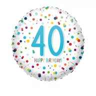 Urodziny dla dorosłych - AMSCAN Balon foliowy Czterdziestka Konfetti - 40stka - 43 cm 4201401 - miniaturka - grafika 1