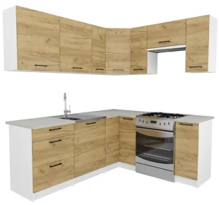 Narożny zestaw mebli kuchennych dąb craft - Hemi - Meble kuchenne Narożny zestaw mebli kuchennych dąb craft - Hemi - Meble kuchenne - miniaturka - grafika 1