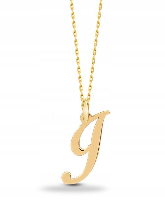 ZŁOTA KOMPLET ZAWIESZKA ŁAŃCUSZEK LITERKA I 585