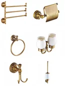 Akcesoria łazienkowe - zestaw akcesoriów łazienkowych NEMAUS szczotkowany mosiądz - miniaturka - grafika 1