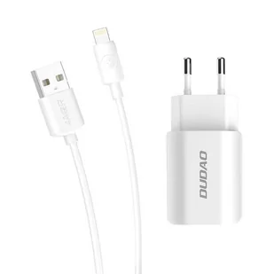 Dudao ładowarka sieciowa EU 2x USB 5V/2.4A + kabel Lightning biały (A2EU + Lightning white) - Ładowarki do telefonów - miniaturka - grafika 3