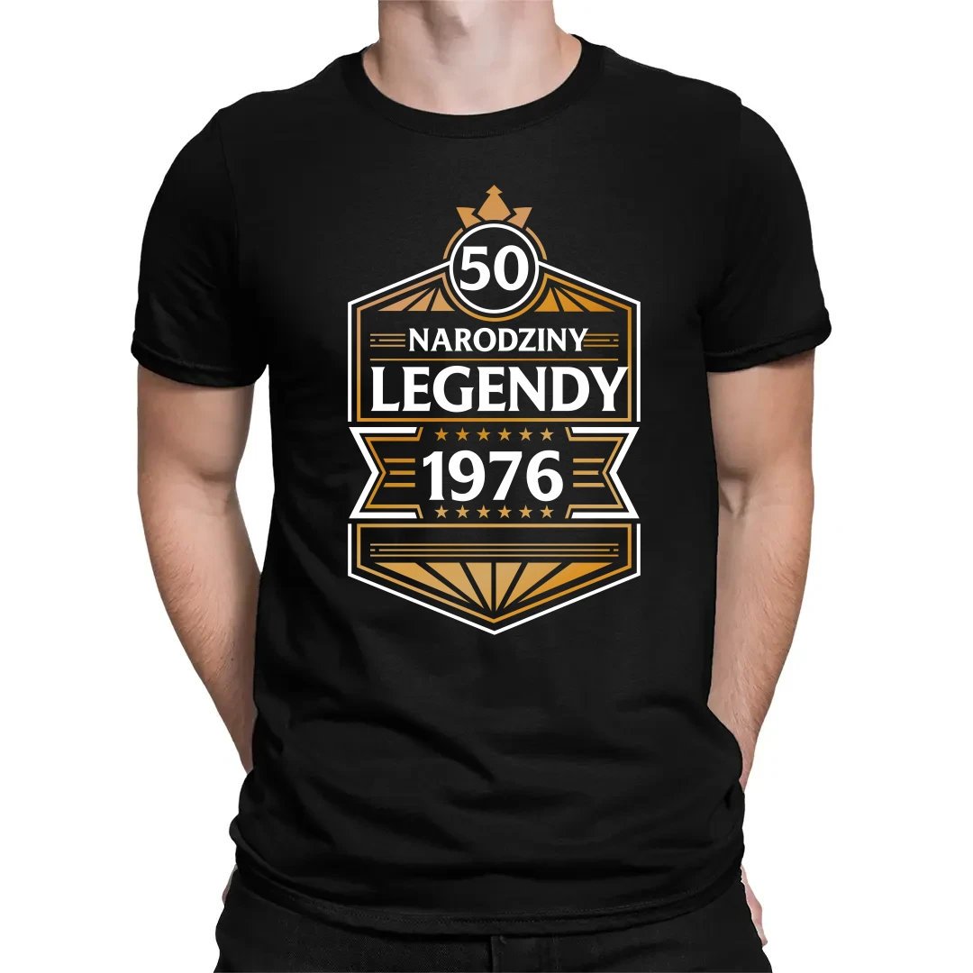 50 lat - Narodziny legendy 1976 - męska koszulka na prezent Czarny XS