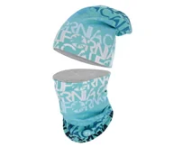 Czapki damskie - Komplet czapka i komin uniwersalny zimowy miętowy dwustronny termoaktywny - miniaturka - grafika 1