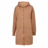 Bluzy damskie - Długa bluza rozpinana damska z kapturem tunika beżowa Captain Mike XXL - miniaturka - grafika 1