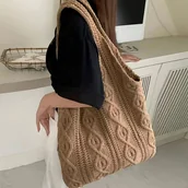 Torebki damskie - TEMU 1 szt. Duża pojemność Casual Koreańska Wersja Szykowna Dzianinowa Damska Przenośna Torba na Ramię Tote Bag, Torebka Prosta i Modna Wakacyjna - miniaturka - grafika 1