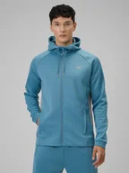 Bluzy męskie - 4F Bluza treningowa regular z kapturem męska - niebieska XXL - miniaturka - grafika 1
