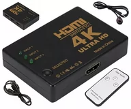 Kable komputerowe i do monitorów - ROZDZIELACZ HDMI 3 porty typu A Switch Rozgałęźnik +pilot czarny HD28D - miniaturka - grafika 1