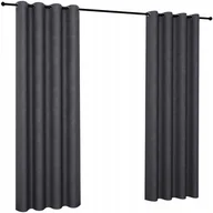 Zasłony - Zasłona welurowa 140x220 na przelotkach grafitowa gładka matowa na kółkach - miniaturka - grafika 1