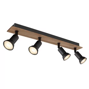 Globo Drew 57998-4W listwa plafon lampa sufitowa spot 4x35W GU10 czarny/drewniany - Lampy sufitowe - miniaturka - grafika 1