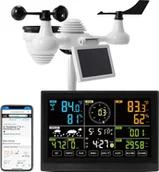 Stacje pogodowe - Stacja pogodowa, wyświetlacz 7,5 cala, wodoodporność IPX7, transmisja 150 m, WLAN 2,4 GHz, wymiary czujnika 16 x 15,5 x 14,4 cala - miniaturka - grafika 1