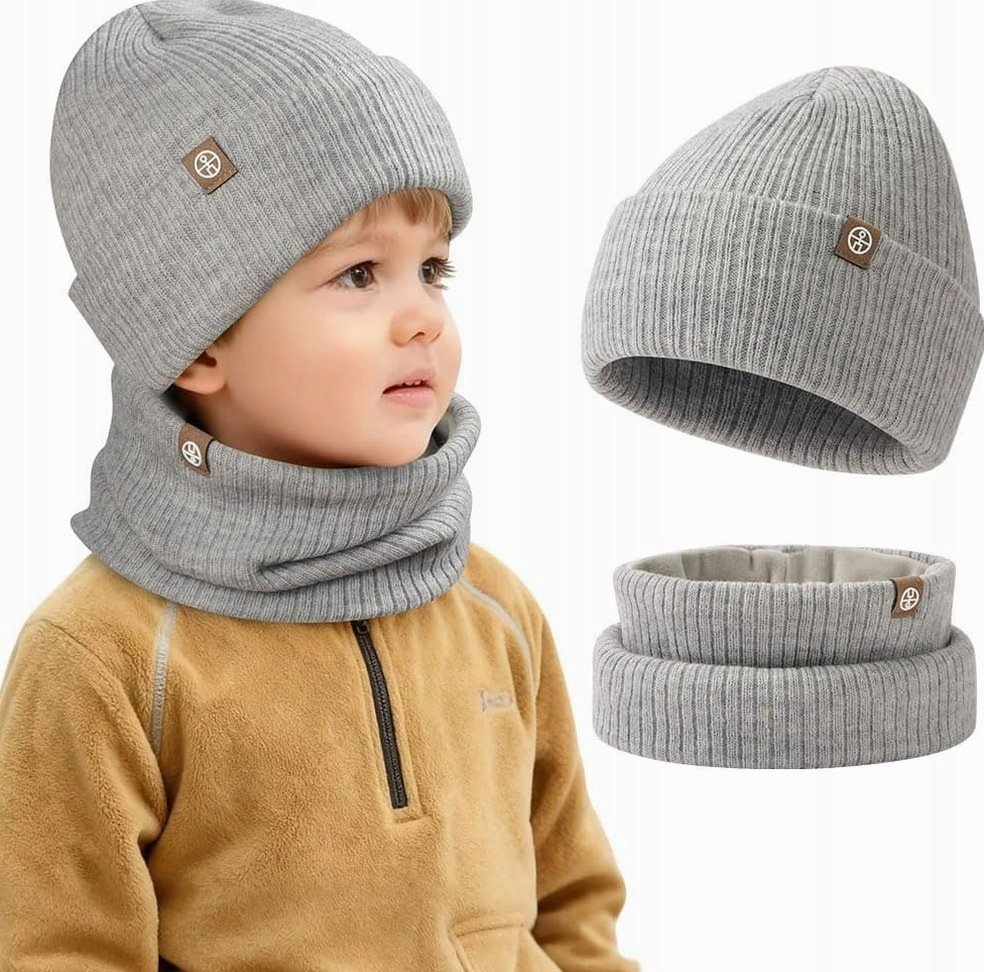 CZAPKA SZALIK DZIECIĘCY 2-8 LAT CIEPŁY BEANIE UNISEX ZIMOWY MIĘKKI