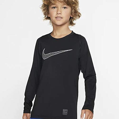Nike chłopięca koszulka z długim rękawem B Np Top Ls Fttd czarny czarny/biały S