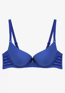 Biustonosze - Granatowy Biustonosz Gładki z Efektem Push-Up i Wycięciami Roselily - miniaturka - grafika 1