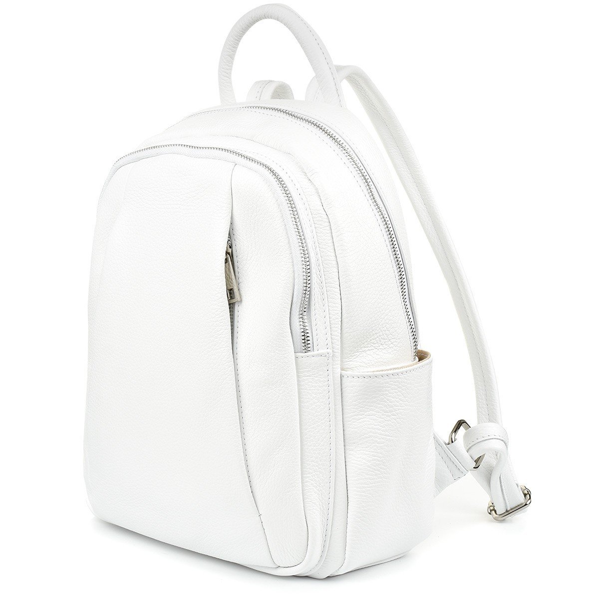 Biały Włoski Plecak Skórzany A4 damski dużo kieszeni C79