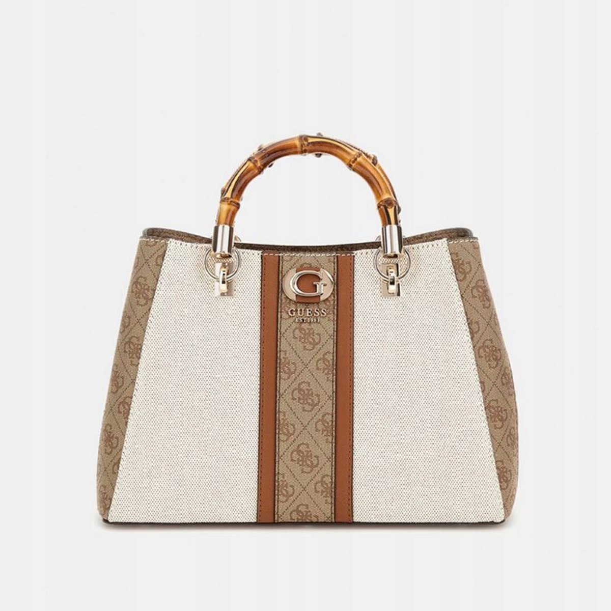 GUESS KUFEREK Z LOGO I UCHWYTEM BAMBUSOWYM BEŻOWY 30x21x11 1GŁA