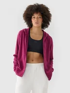 Bluzy sportowe damskie - Damska bluza dresowa rozpinana z kapturem 4F 4FWMM00TSWSF1763 - różowa - miniaturka - grafika 1