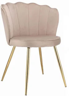 Beżowe welurowe krzesło muszelka - Larry - Krzesła Beżowe welurowe krzesło muszelka - Larry - Krzesła - miniaturka - grafika 1