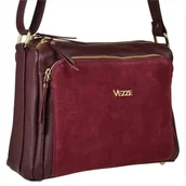 Torebki damskie - Włoska skórzana torebka bordowa VEZZE złote okucia z zamszem - miniaturka - grafika 1