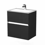 Szafki łazienkowe - Szafka łazienkowa pod umywalkę led Krofam Neo 60 cm czarny mat 160-0101 - miniaturka - grafika 1