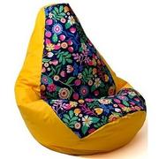 Fotele i pufy dla dzieci - Pufa worek GO GIFT Grusza Druk Kwiat Żółty L 105 x 80 cm | Bezpłatny transport - miniaturka - grafika 1