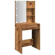 Toaletki - vidaXL Toaletka z oświetleniem LED o wyglądzie starego drewna 60x40x140 cm - miniaturka - grafika 1