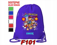 Torby szkolne - WOREK SZKOLNY NA WF SPORTOWY PIESKI, KUBUŚ, TATA REKIN ŚWINKA - IMIĘ - miniaturka - grafika 1