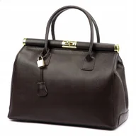 Torebki damskie - Torebka Damska Kuferek Vera Pelle Skórzana Czekoladowa Shopperka Brązowa - miniaturka - grafika 1