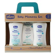 Kosmetyki kąpielowe dla dzieci - Chicco Baby Moments zestaw płyn do kąpieli 200ml + szampon 200ml + krem na odparzenia 100ml - miniaturka - grafika 1