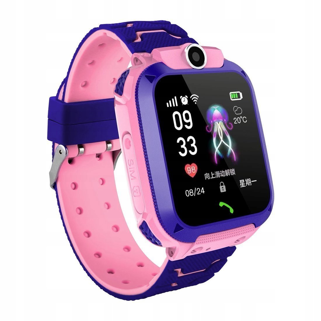 SMARTWATCH ZEGAREK DLA DZIEWCZYNKI RÓŻOWY NA KARTĘ SIM GSM WODOODPORNY