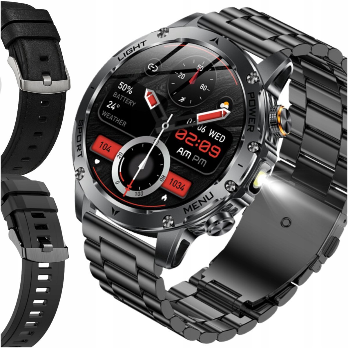 Zegarek Smartwatch AK87 Męski Angelo Watches AWK-87 Bateria 1000mAh Rozmowy BT AMOLED Zestaw 3 Paski