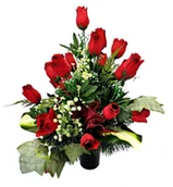 Sztuczne kwiaty - RÓŻE NA CMENTARZ STROIK WKŁAD BUKIET DO WAZONU KWIATY - miniaturka - grafika 1