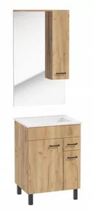 Szafka z umywalką i lustrem 60 cm dąb craft złoty Mea - Szafki łazienkowe - miniaturka - grafika 1