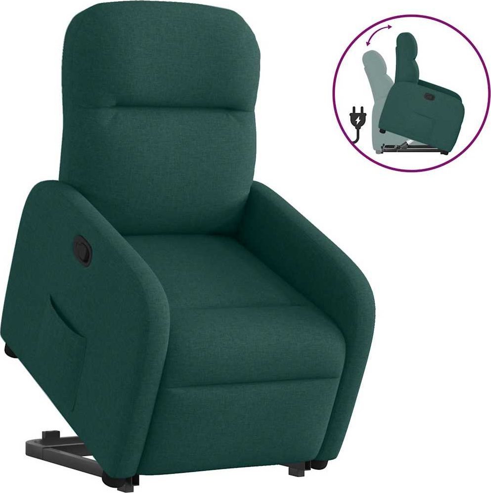 vidaXL vidaXL Podnoszony fotel rozkładany, ciemnozielony, obity tkaniną