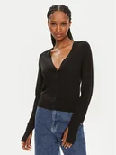 Swetry damskie - Calvin Klein Kardigan K20K207574 Czarny Regular Fit - miniaturka - grafika 1