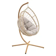 Fotele ogrodowe wiszące - Naterial Fotel  wiszący kokon Ovo składany beżowy - miniaturka - grafika 1
