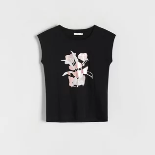 Koszulki i topy damskie - Reserved - T-shirt kimono - Czarny - grafika 1